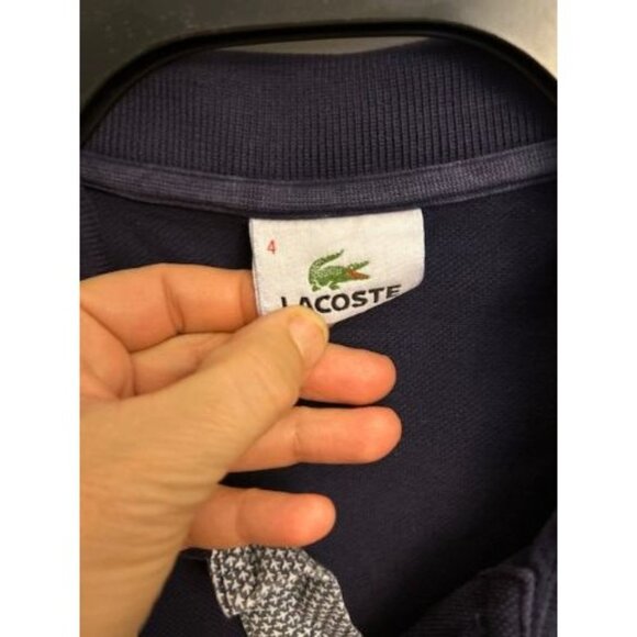 Lacoste Camisa Polo Classic Fit Azul Marinho Cotton Pique Preppy Summer Size 5/M - Picture 8 of 9